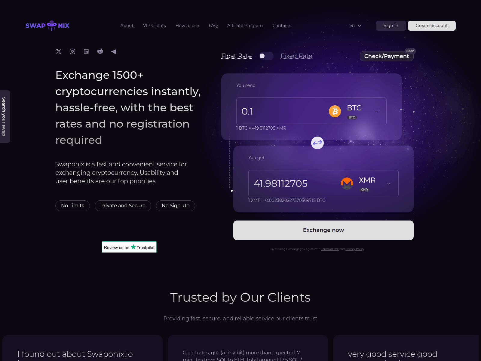 Screenshot of swaponix.io