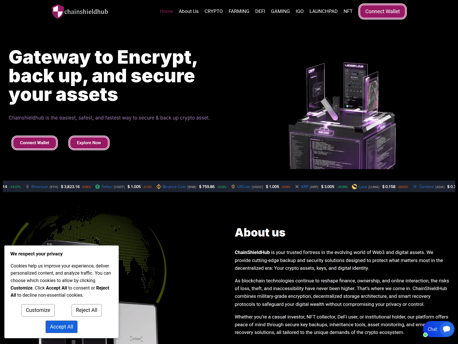 Screenshot of chainshieldhub.com