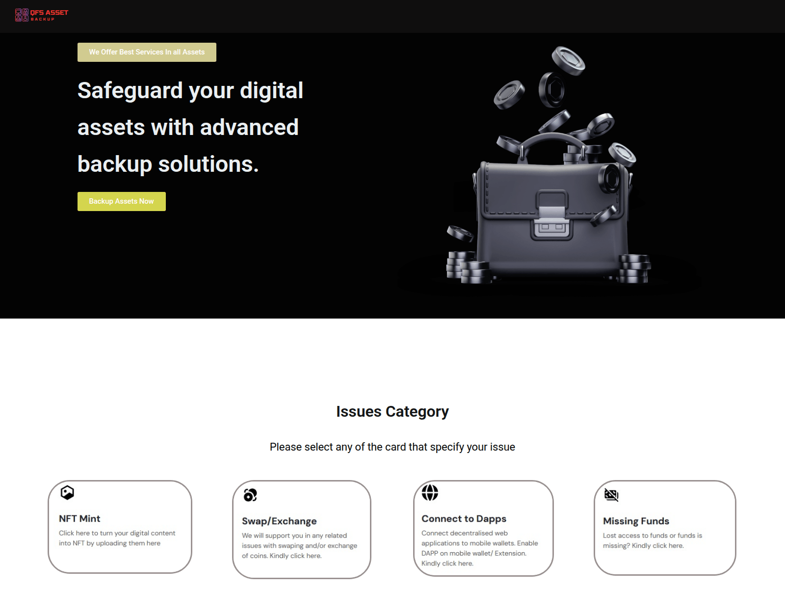 Screenshot of qfsassetbackups.com