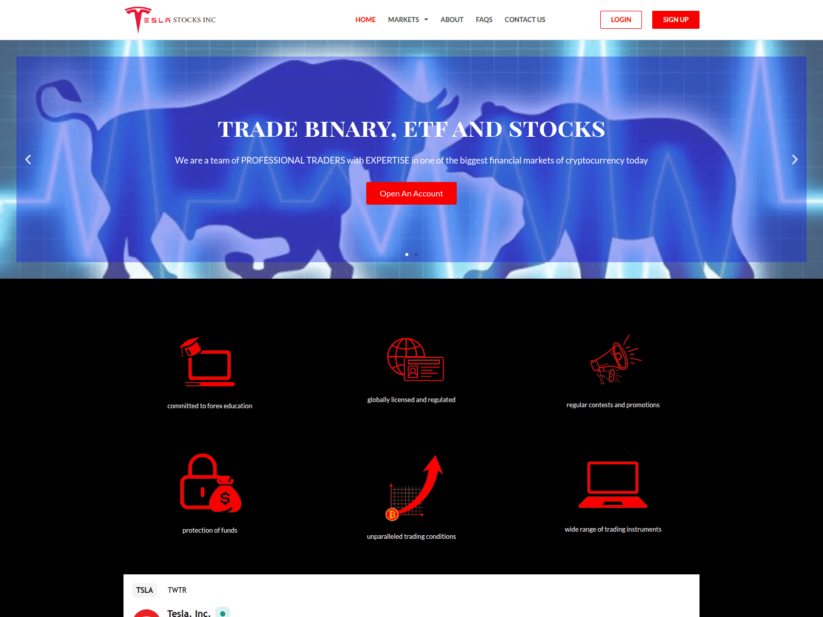 Forensic screenshot of account.teslastocks-inc.net