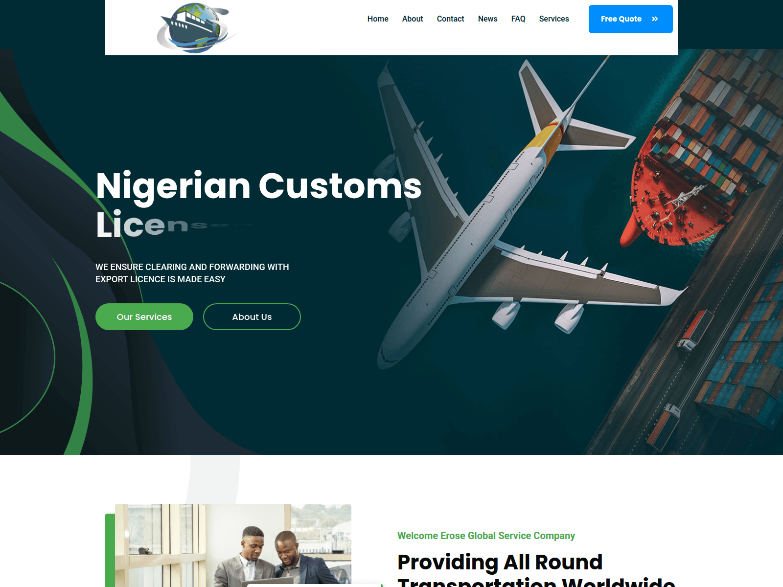 Screenshot of eroseglobalservice.com.ng