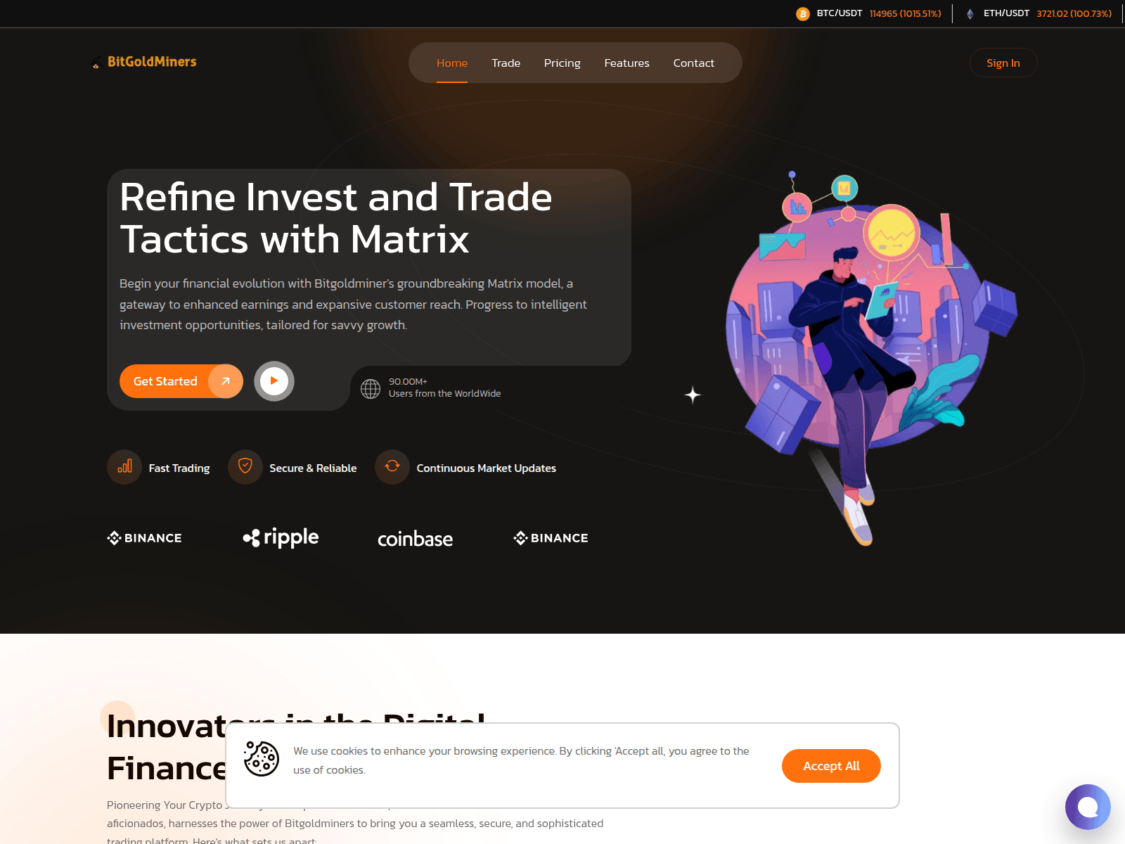 Screenshot of bitgoldminers.net