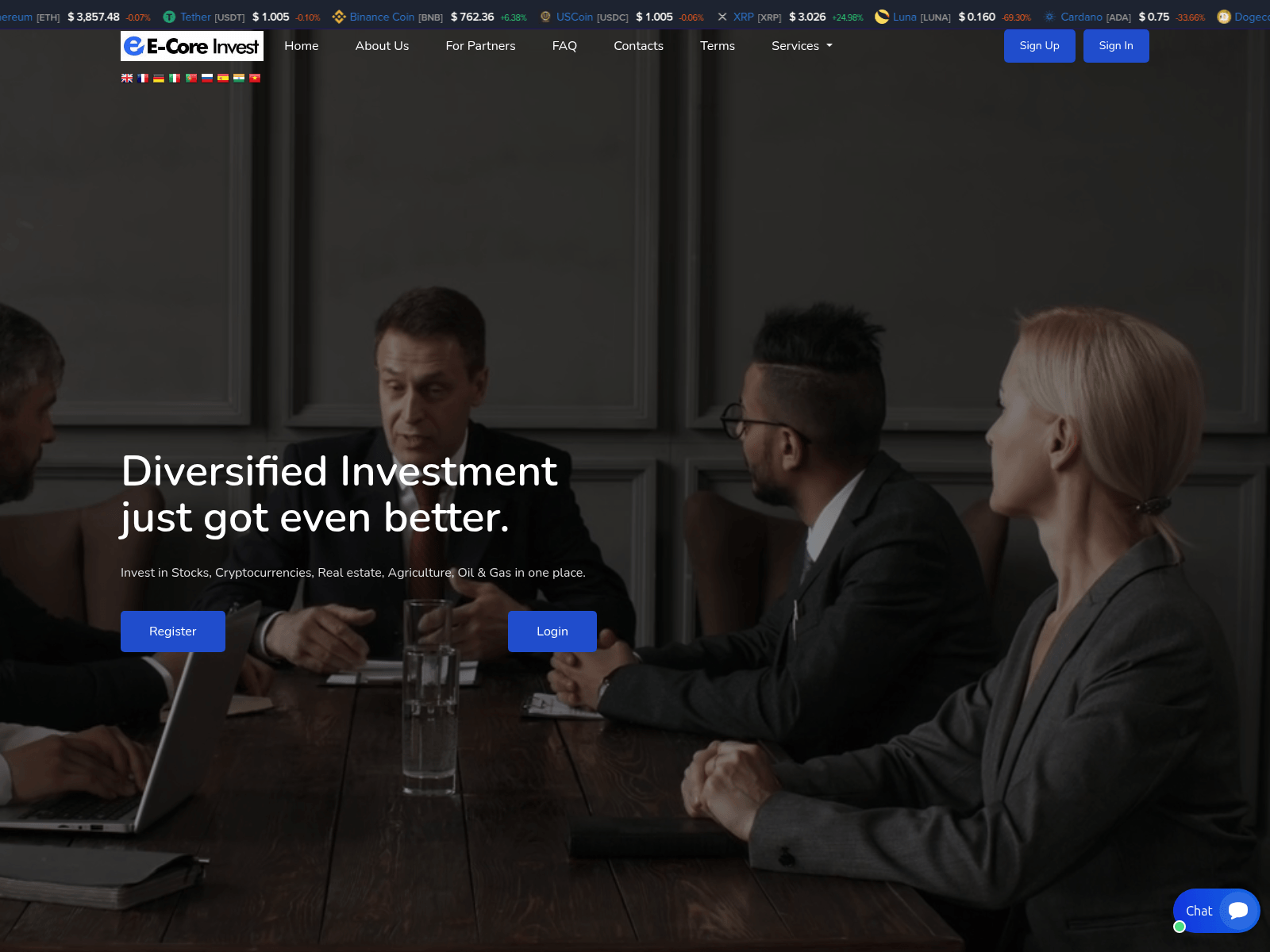 Screenshot of e-coreinvest.com