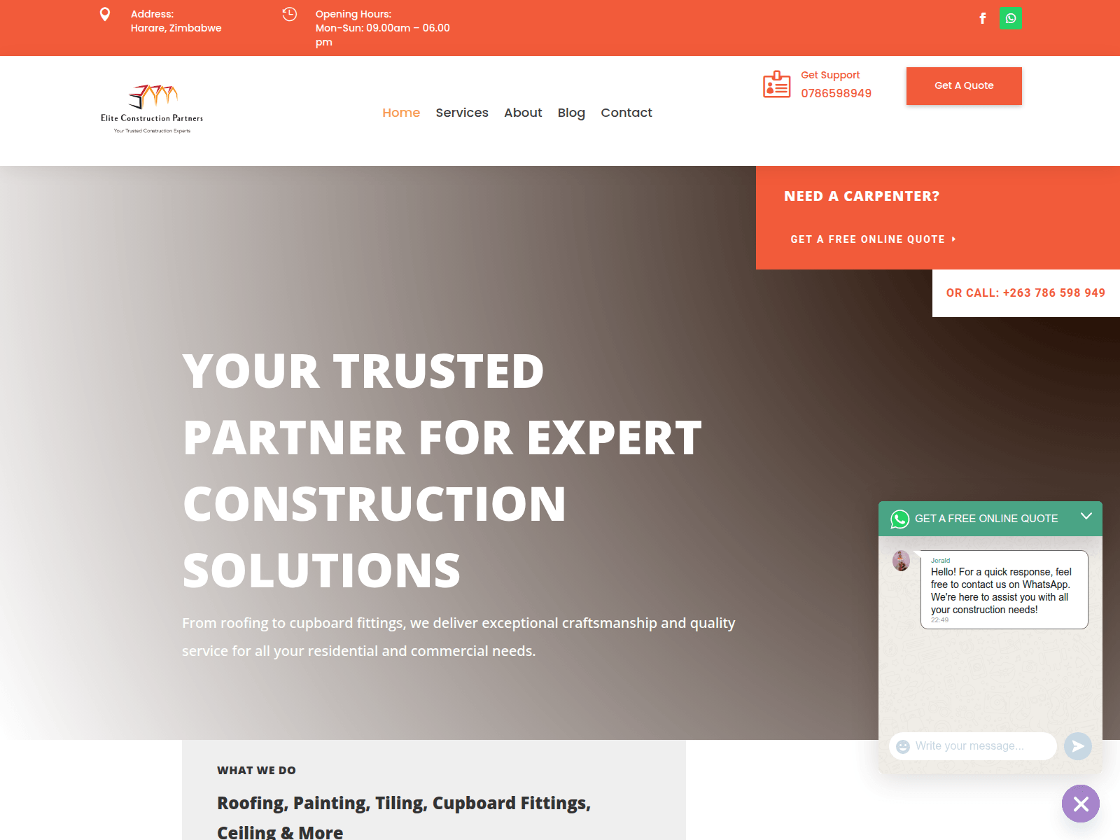 Screenshot of eliteconstructionpartners.co.zw