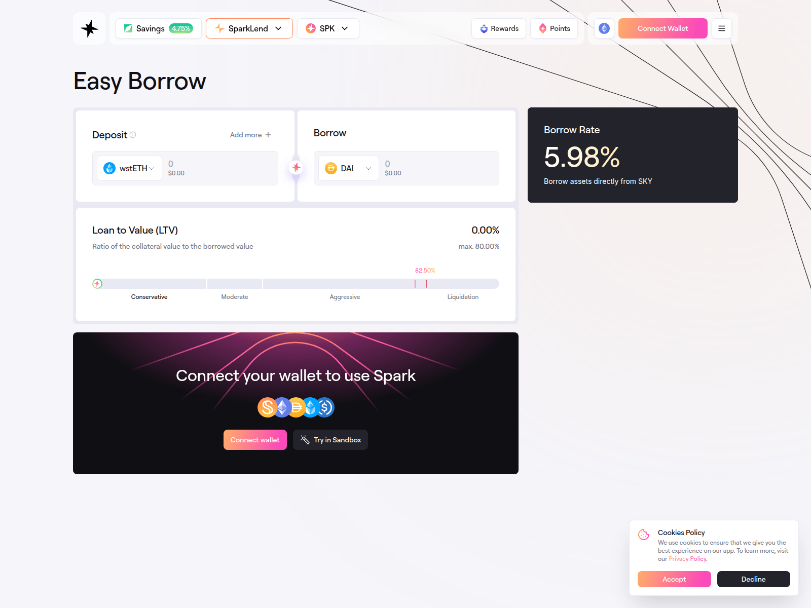Screenshot of spark.fi-app-v2-connect-wallet.info