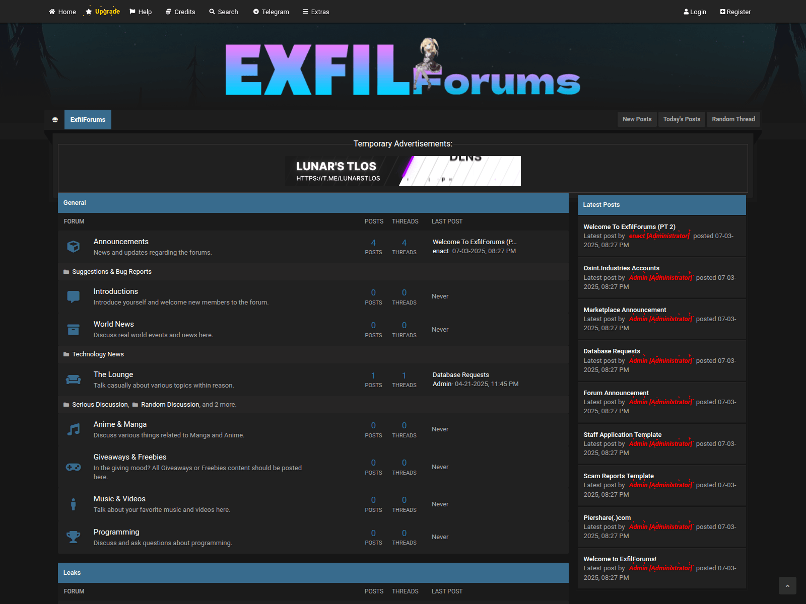 Screenshot of exfilforums.su