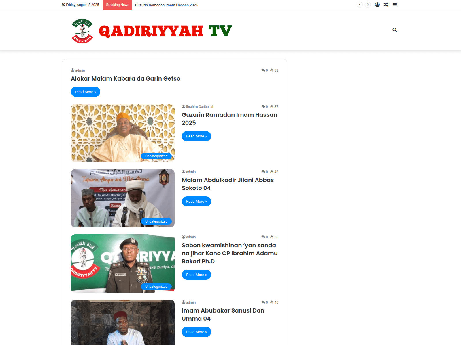 Screenshot of qadiriyyahtvr.com.ng