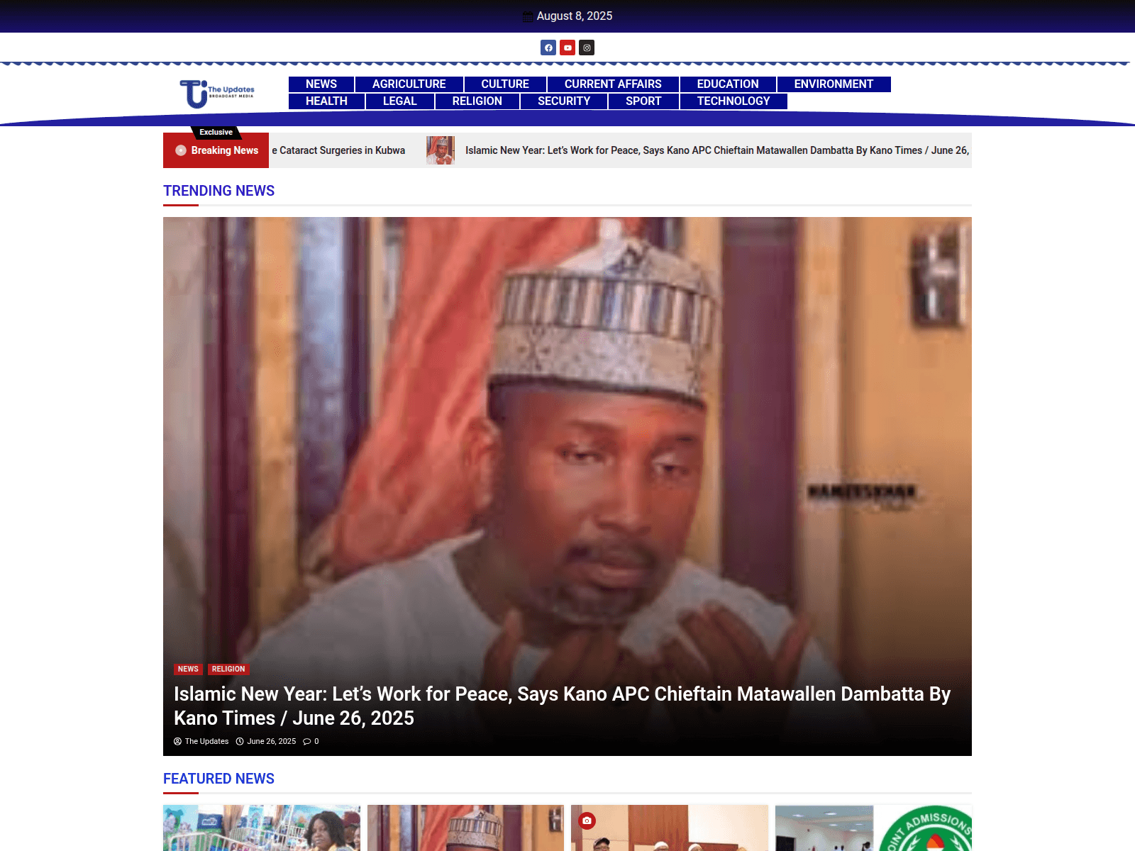 Forensic screenshot of theupdates.com.ng