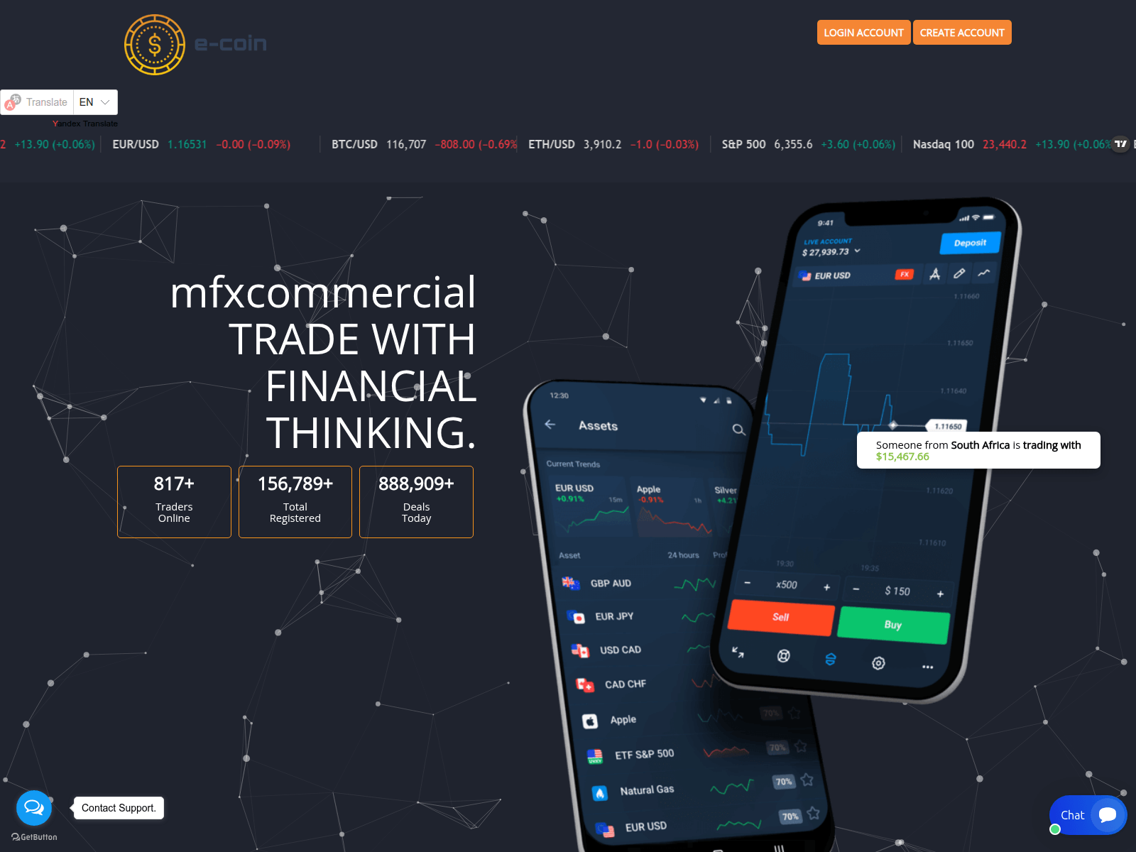 Forensic screenshot of mfxcommercial.xyz