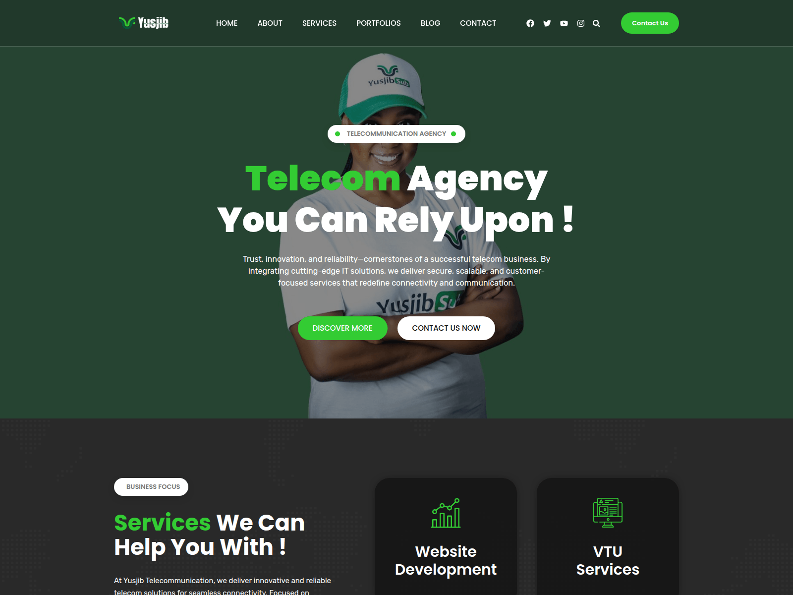 Screenshot of yusjibtelecom.com.ng