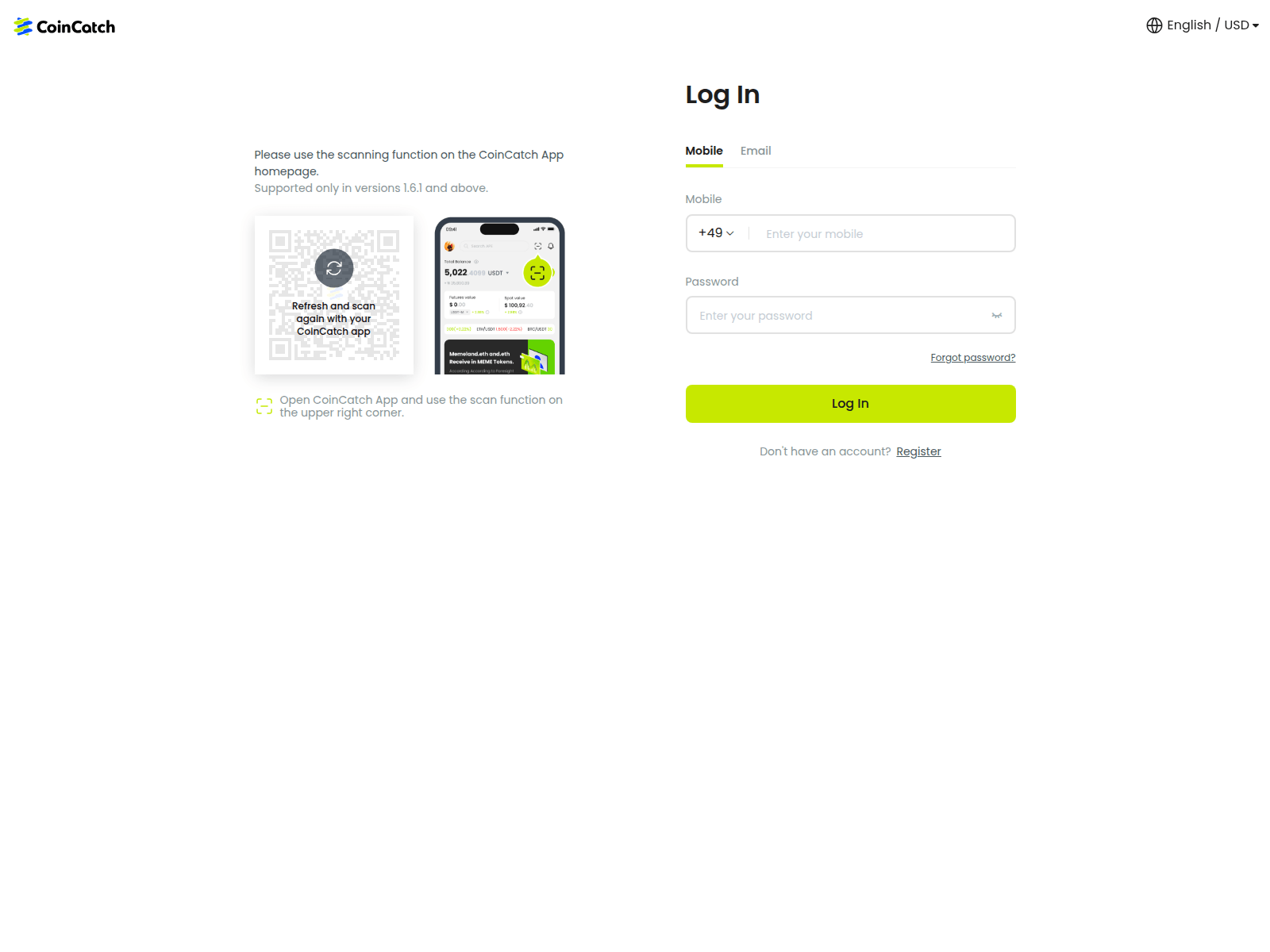 Screenshot of www.coincatch-login-exchange.com