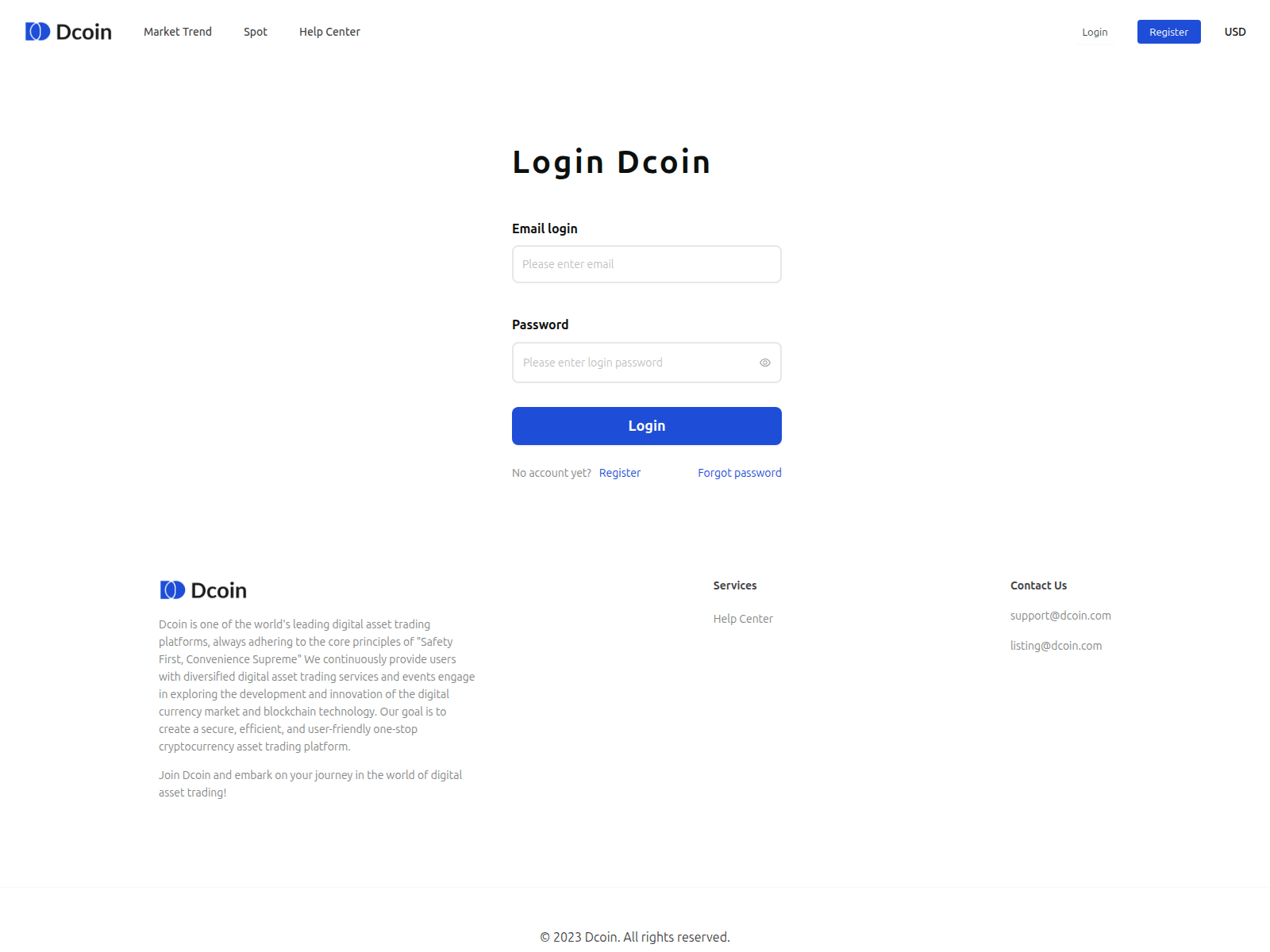 Screenshot of www.dcoin-login-exchange.com