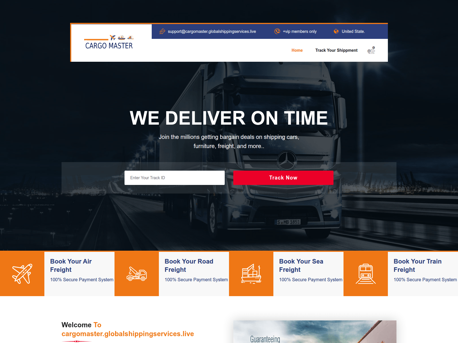 Screenshot of cargomaster.globalshippingservices.live