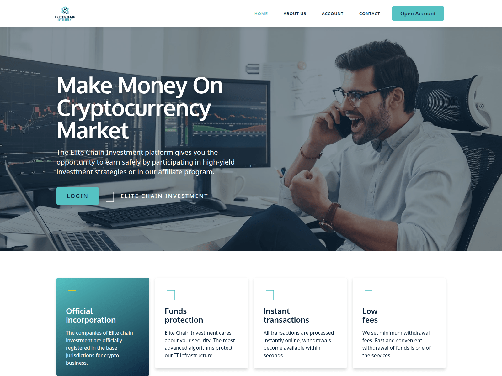 Screenshot of elitechaininvestment.com