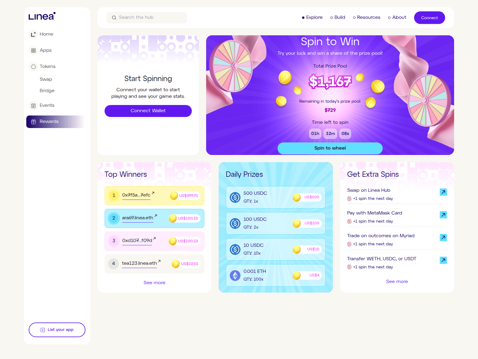 Forensic screenshot of linea-spin.xyz