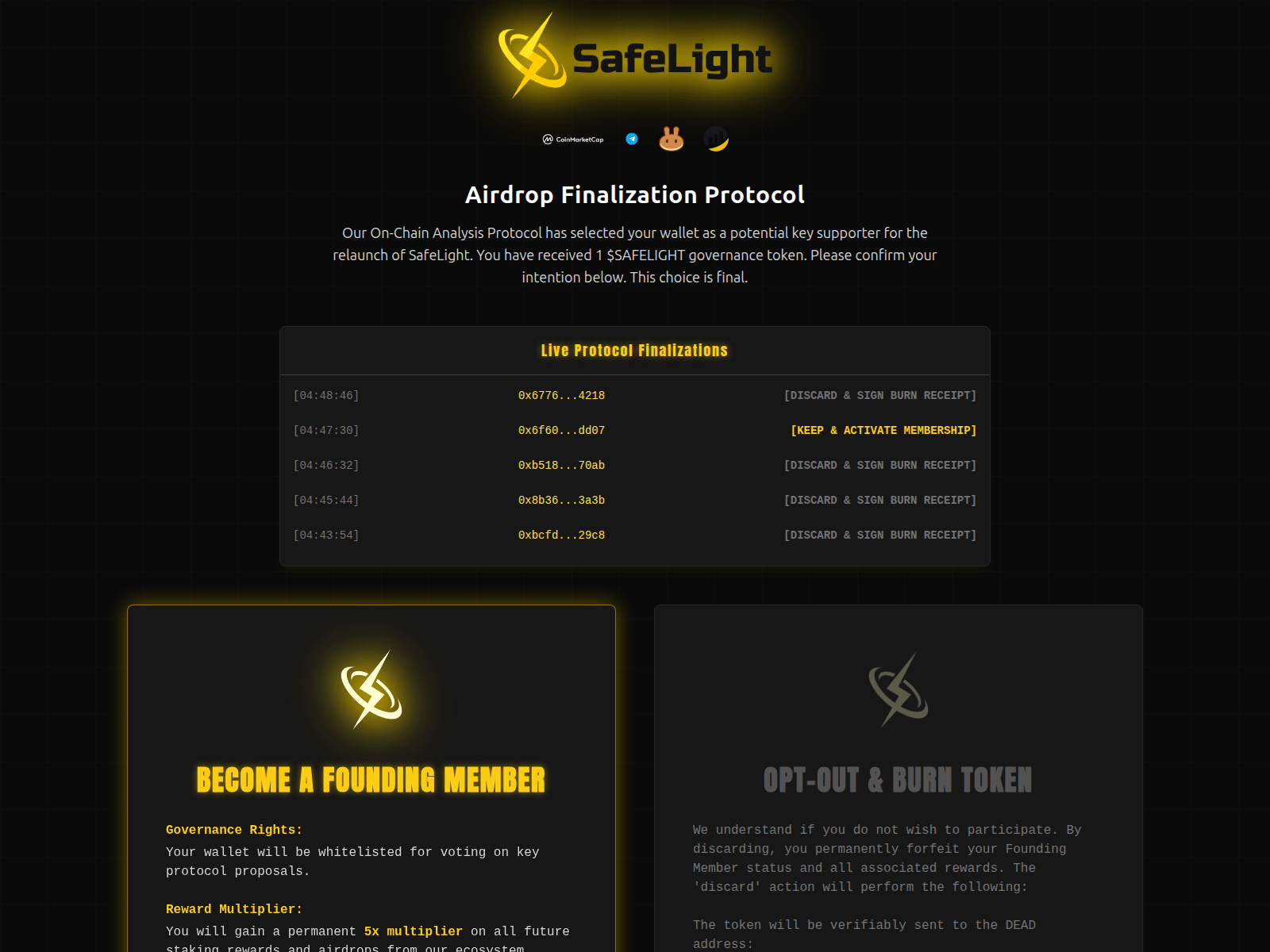 Screenshot of safelightcrypto.com