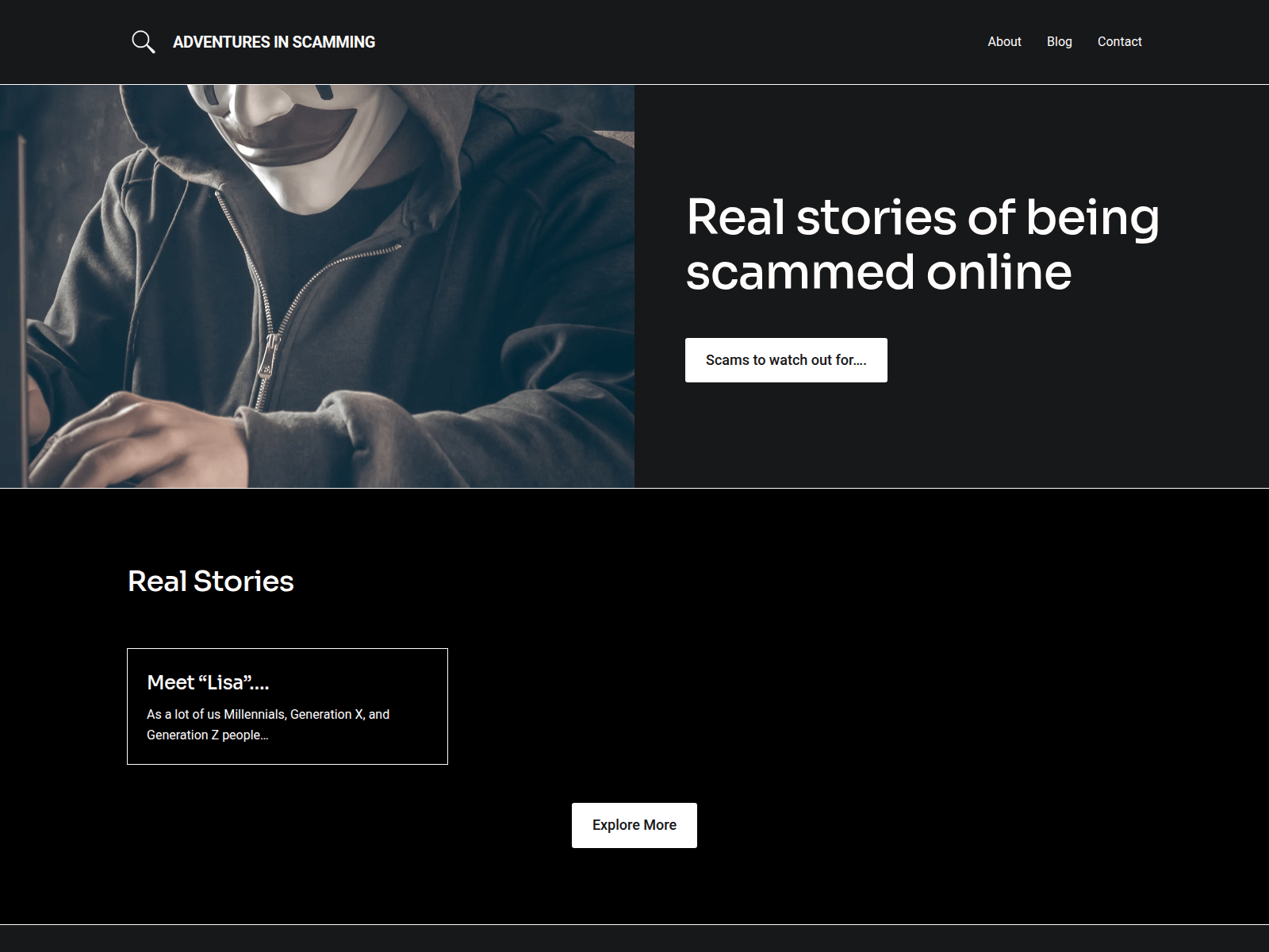Screenshot of www.adventuresinscamming.site