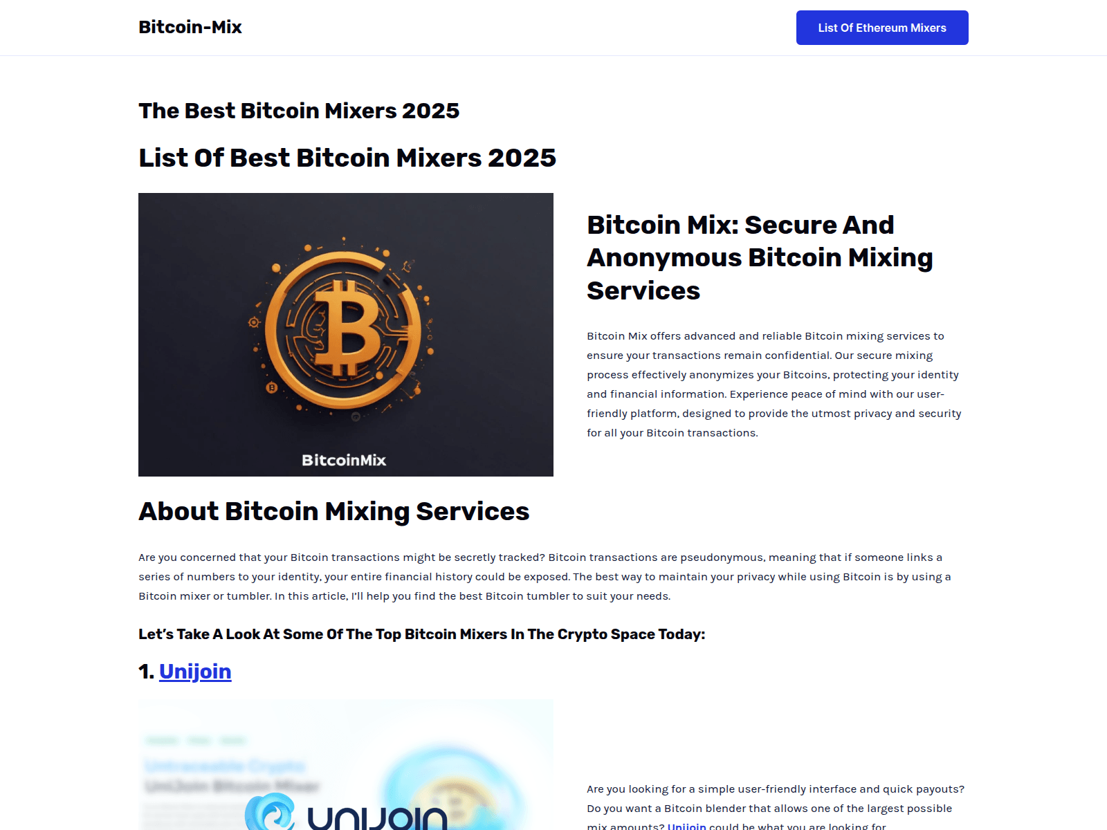 Screenshot of bitcoin-mix.me