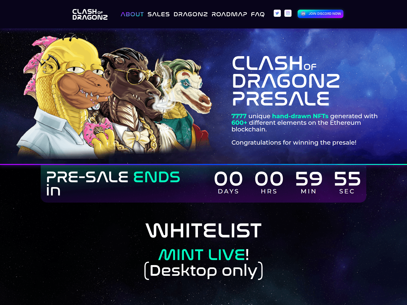 Screenshot of clashofdragonz-mint.com