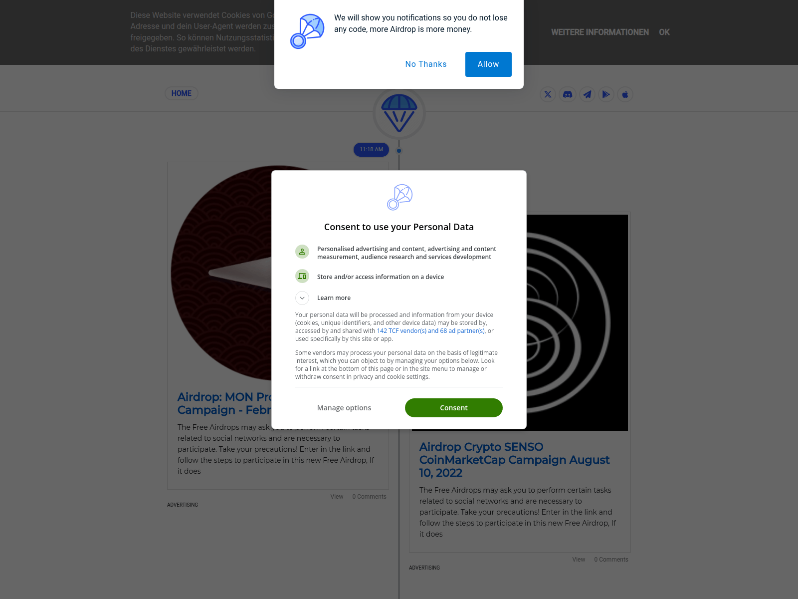 Screenshot of www.airdropcrypto.net