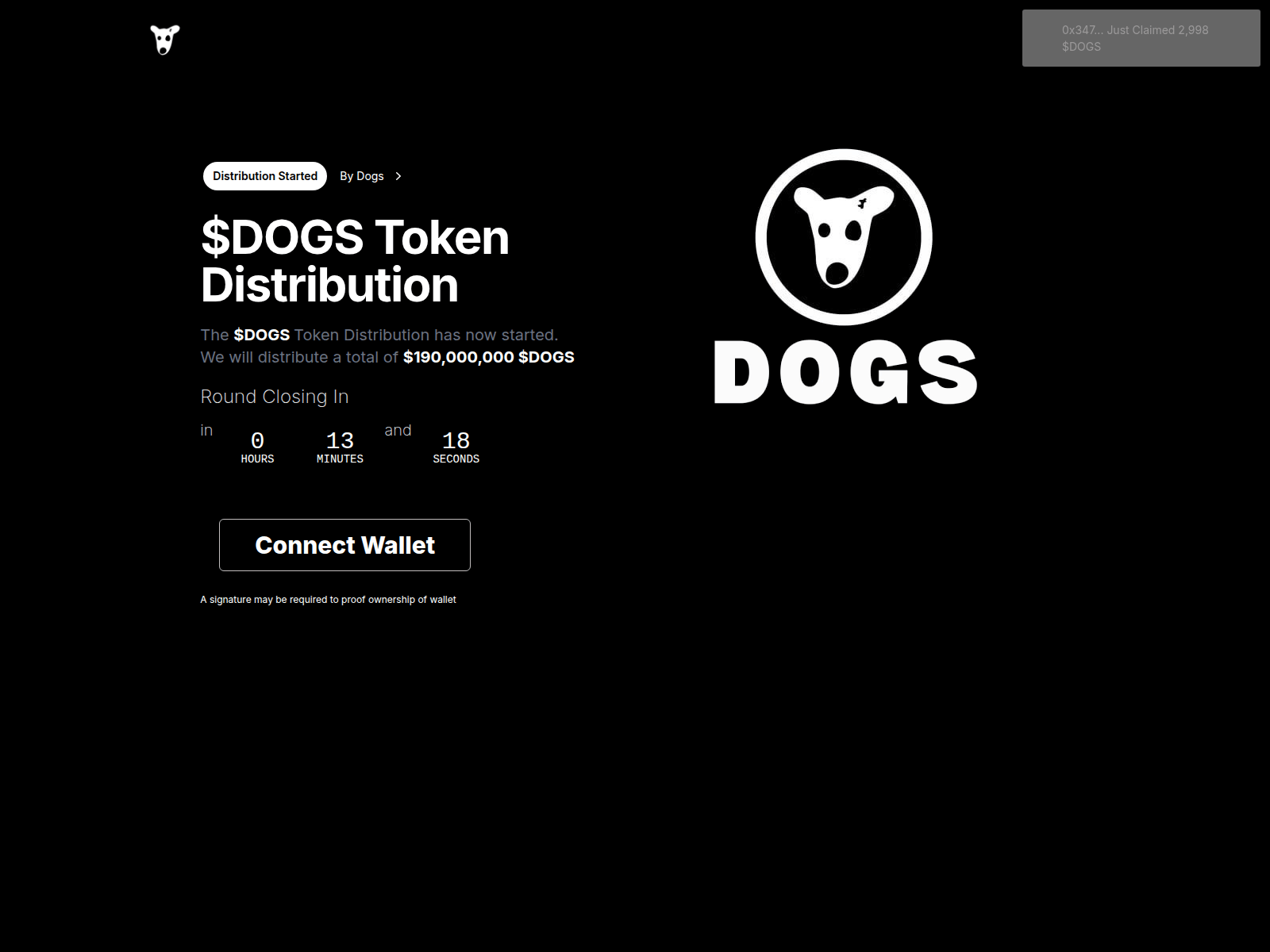 Screenshot of dogsairdrop.live
