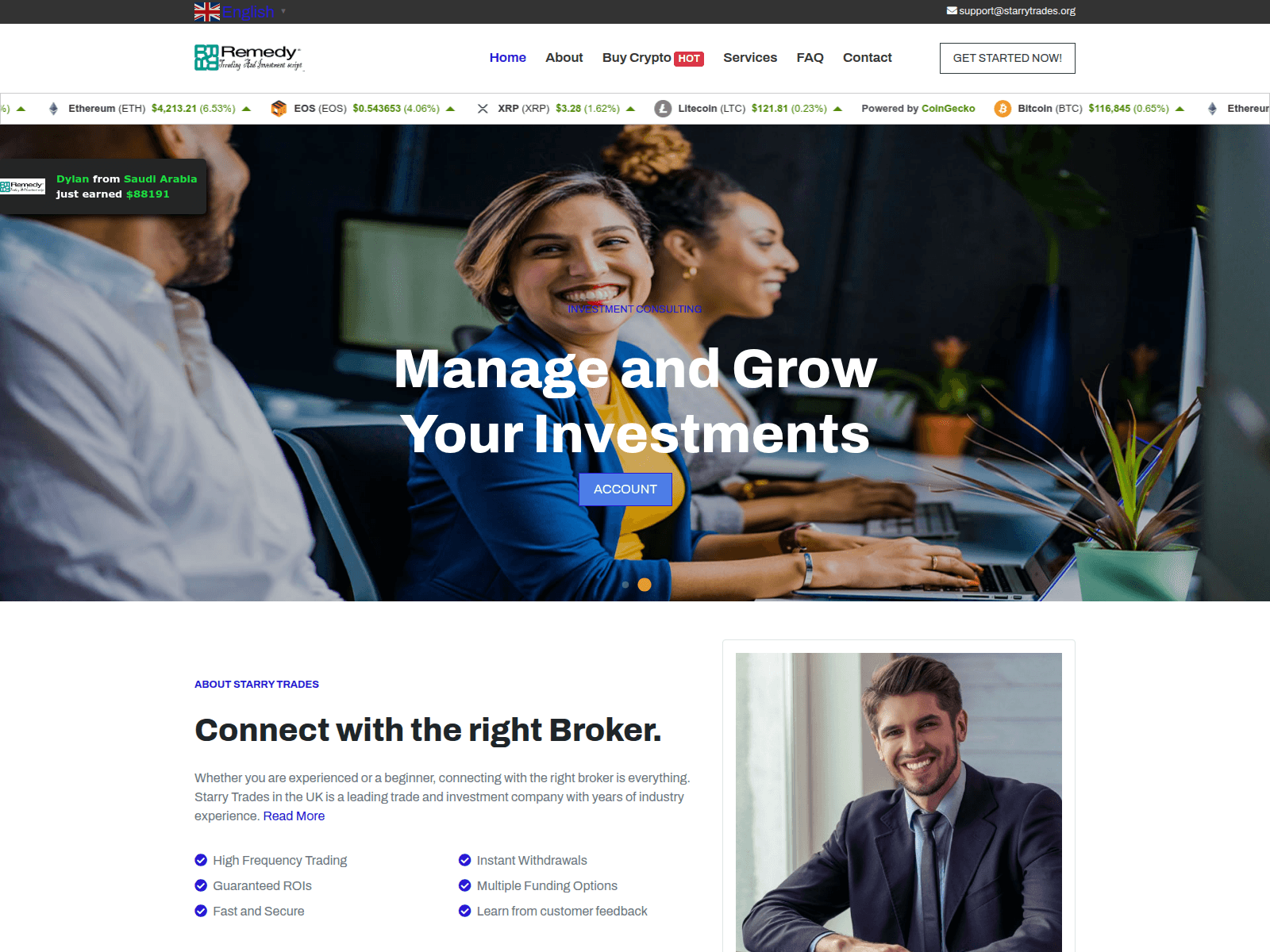 Forensic screenshot of starrytrades.org