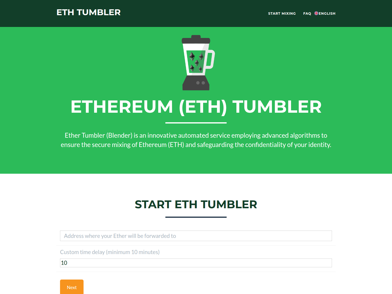 Forensic screenshot of eth-tumbler.to