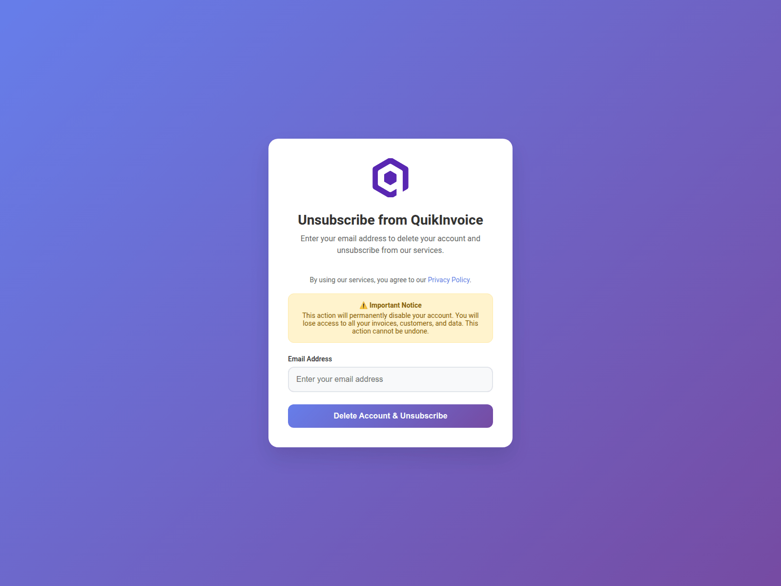 Screenshot of quikinvoice.acetchapp.link