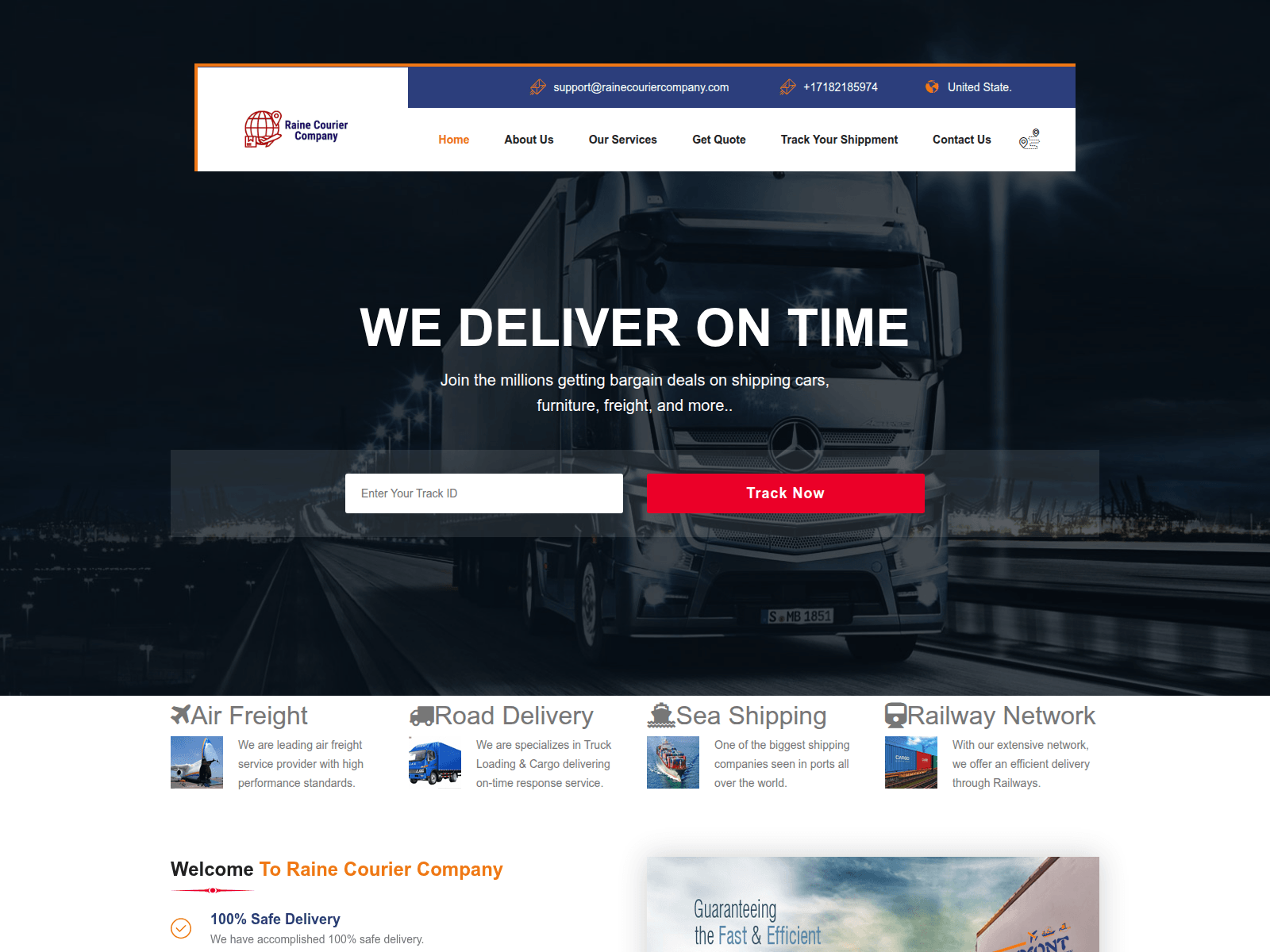 Screenshot of rainecouriercompany.com