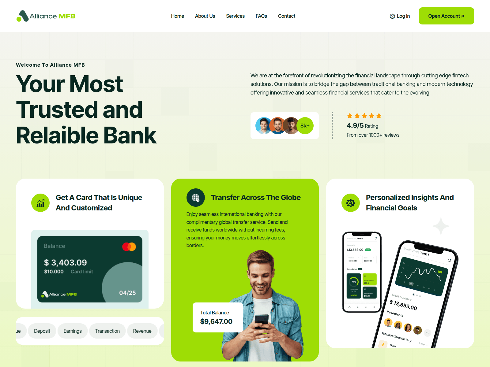 Forensic screenshot of alliancemfb.com showing the phishing page layout
