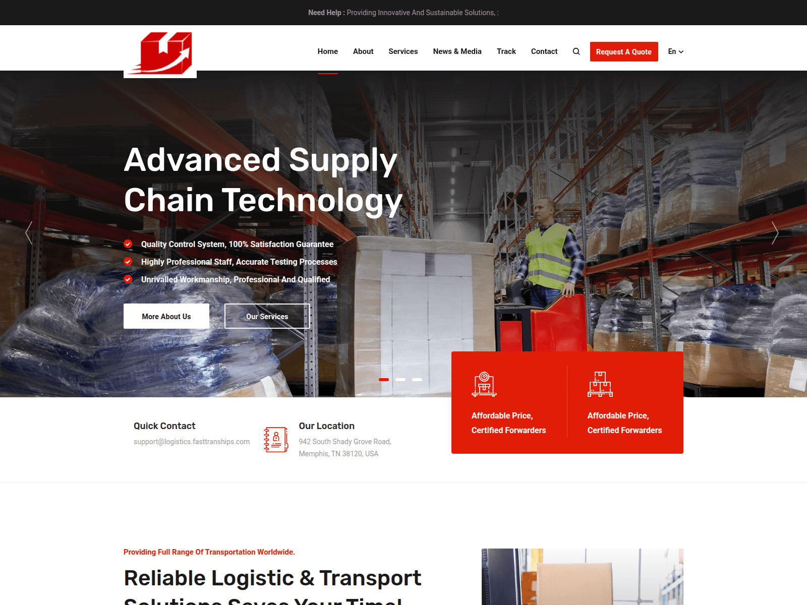 Screenshot of logistics.fasttranships.com