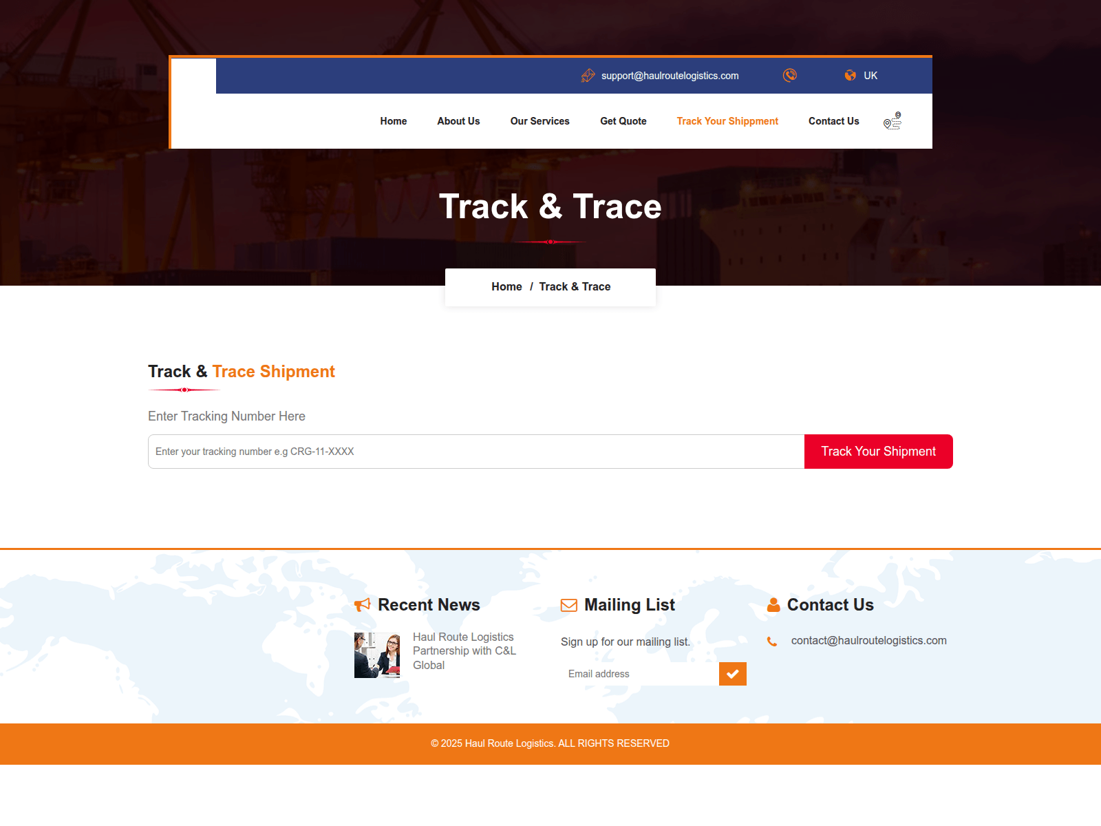Screenshot of haulroutelogistics.fasttranships.com