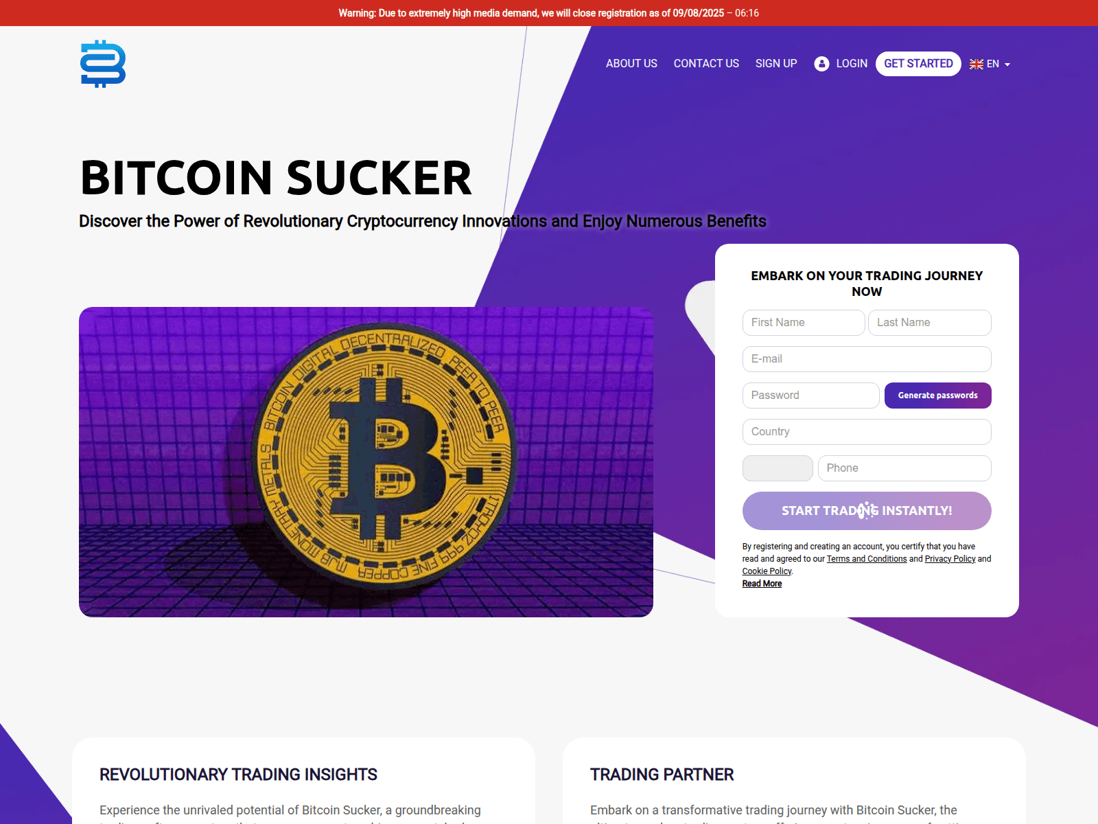 Screenshot of bitcoinsuckerplatform-com.the-finance-world.com