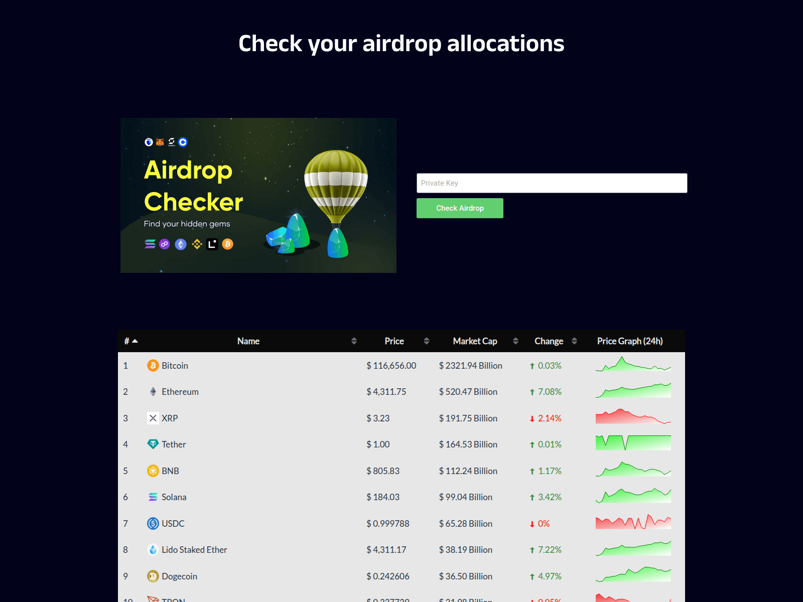 Screenshot of airdropchecker.live