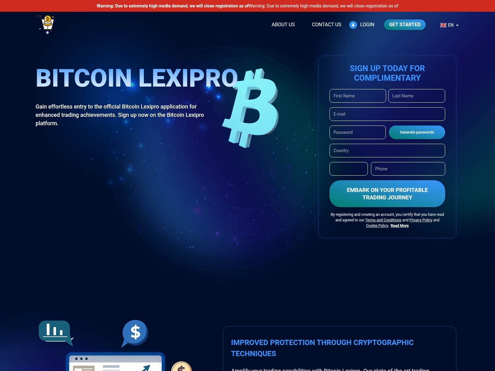 Forensic screenshot of bitcoinlexipro-platform.com