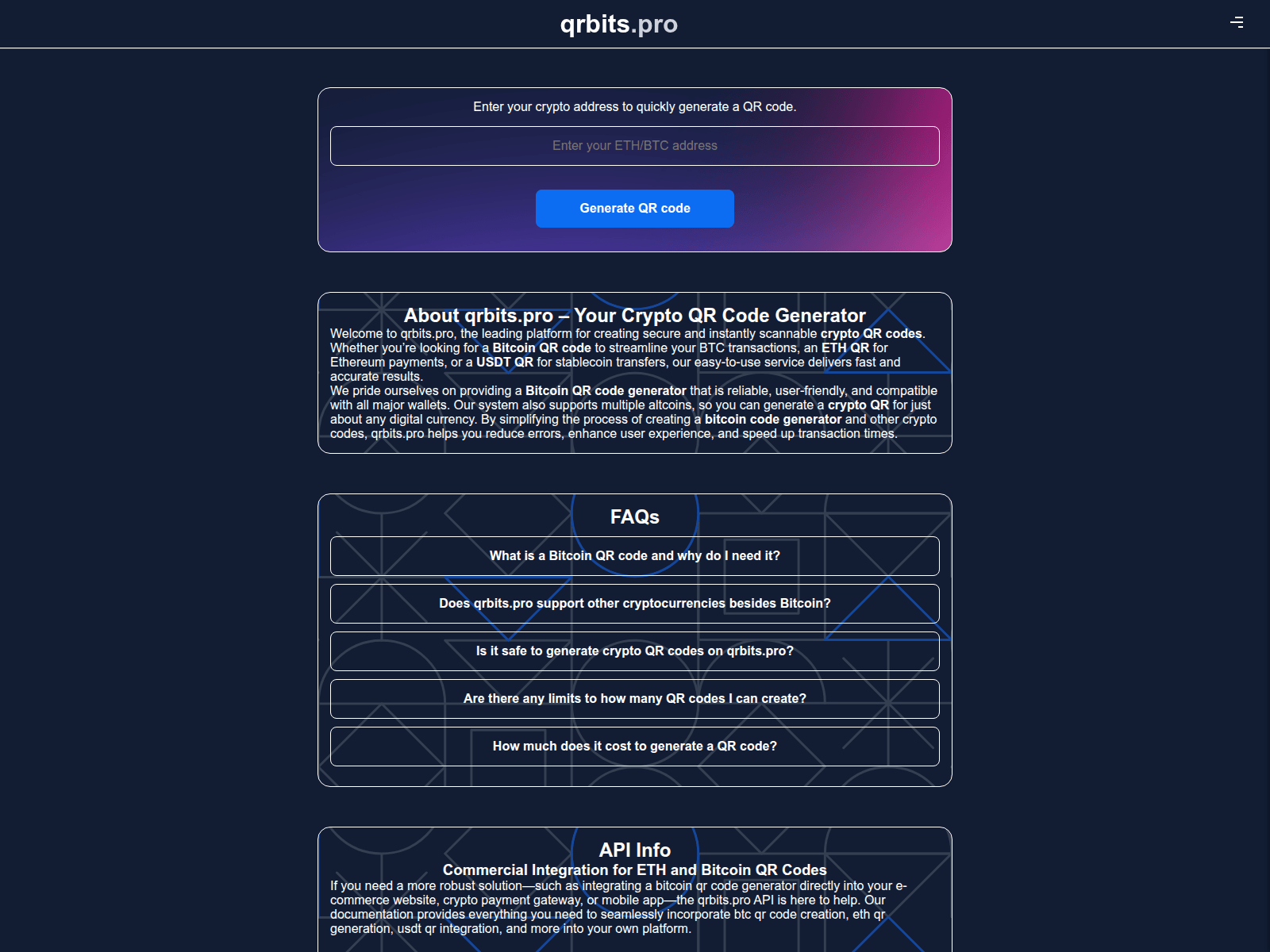 Screenshot of qrbits.pro
