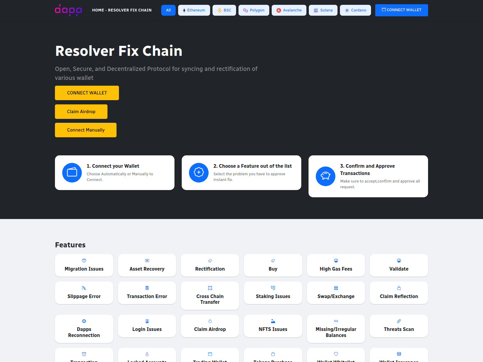 Forensic screenshot of multichainresolver.com