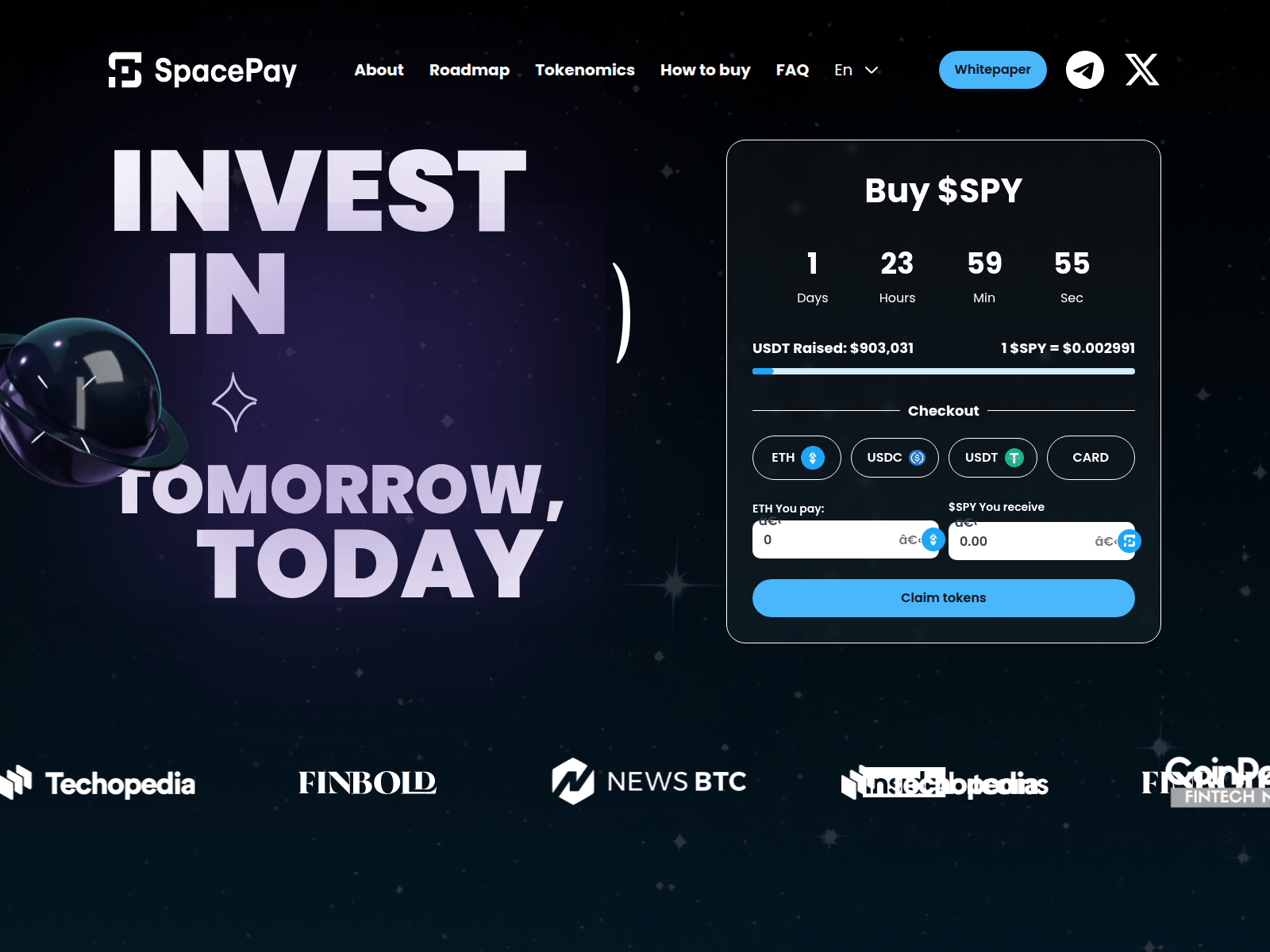 Forensic screenshot of presalespacepay.info