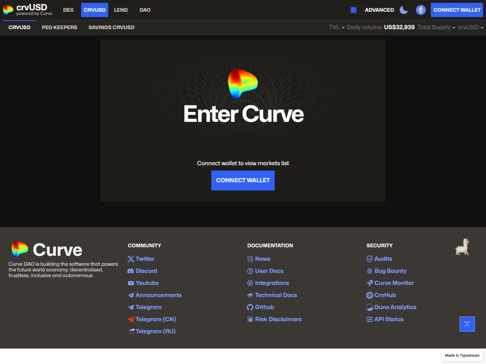 Screenshot of curveswap-io.typedream.app