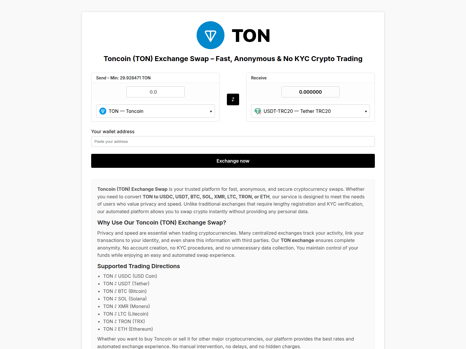 Screenshot of ton-exchange-swap.com