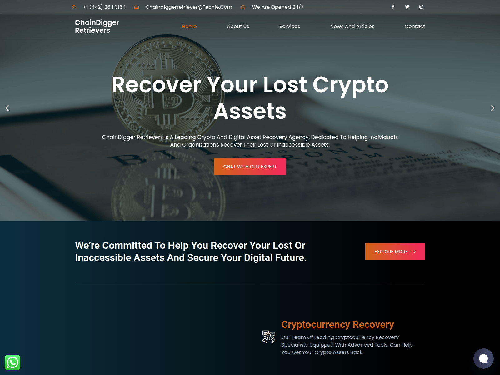 Screenshot of chaindiggerretrievers.com