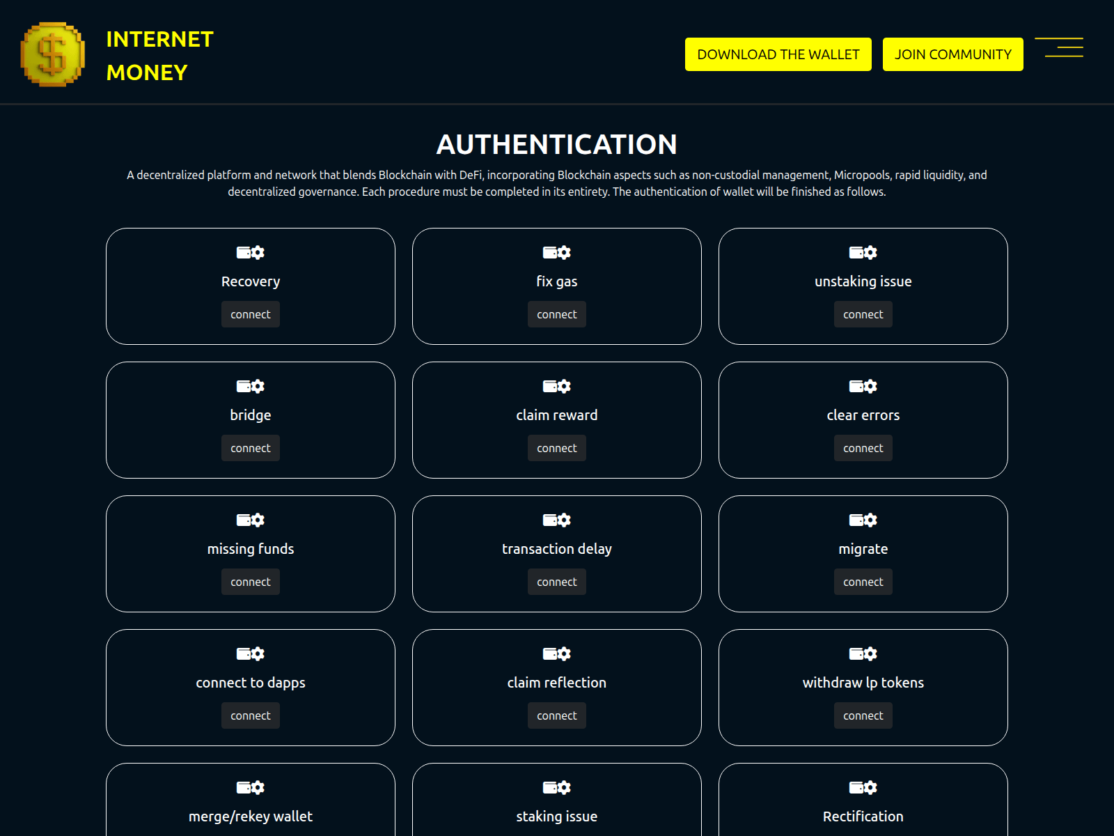 Screenshot of internetmoneywebport.cloud