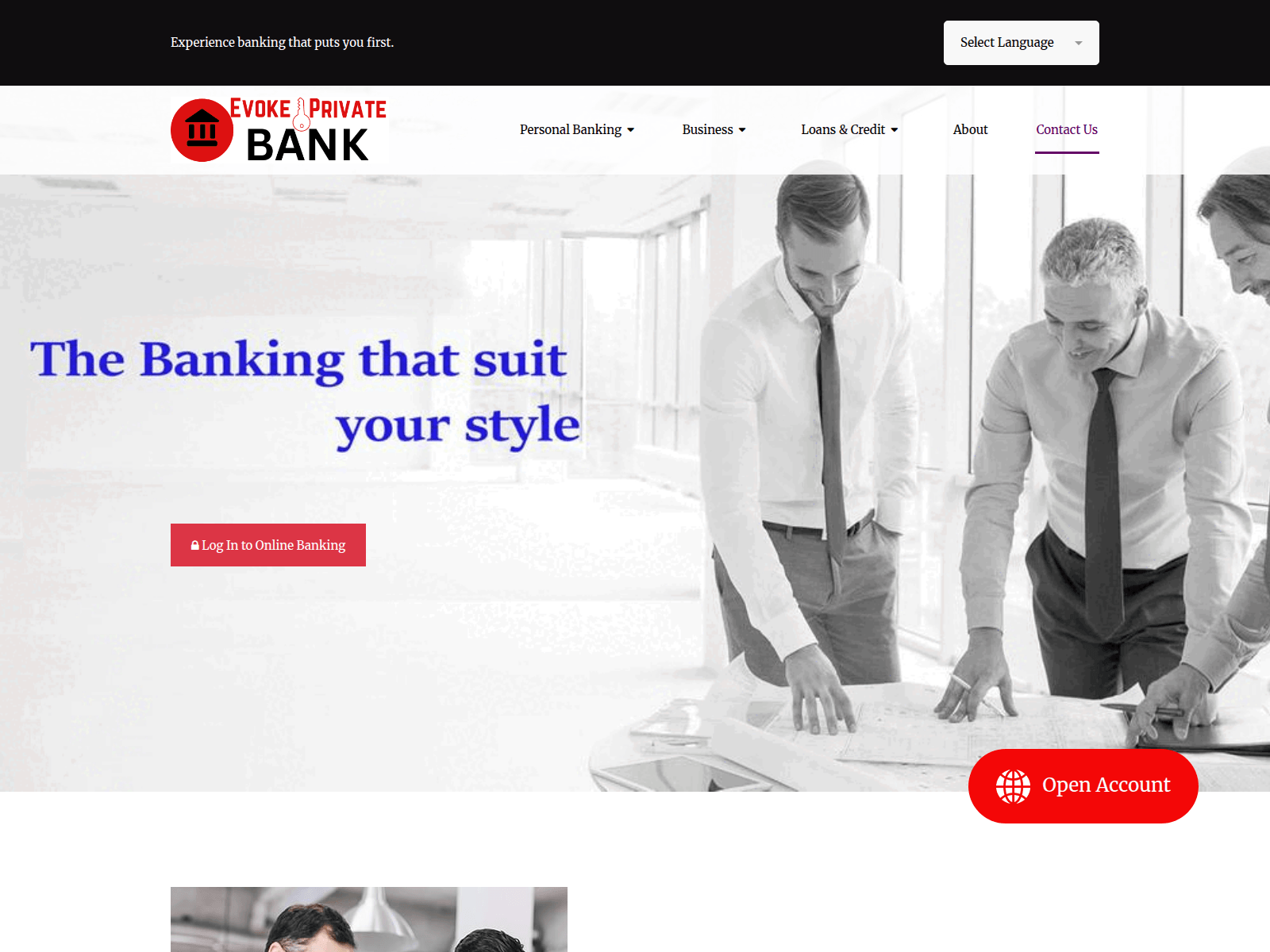Screenshot of evokepb.com