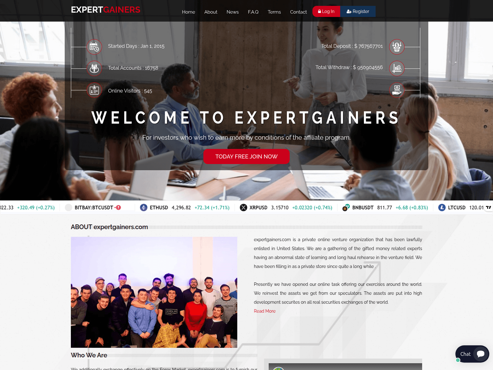 Screenshot of expertgainers.com