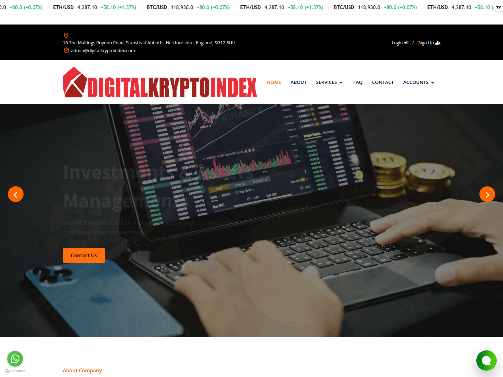 Screenshot of digitalkryptoindex.com