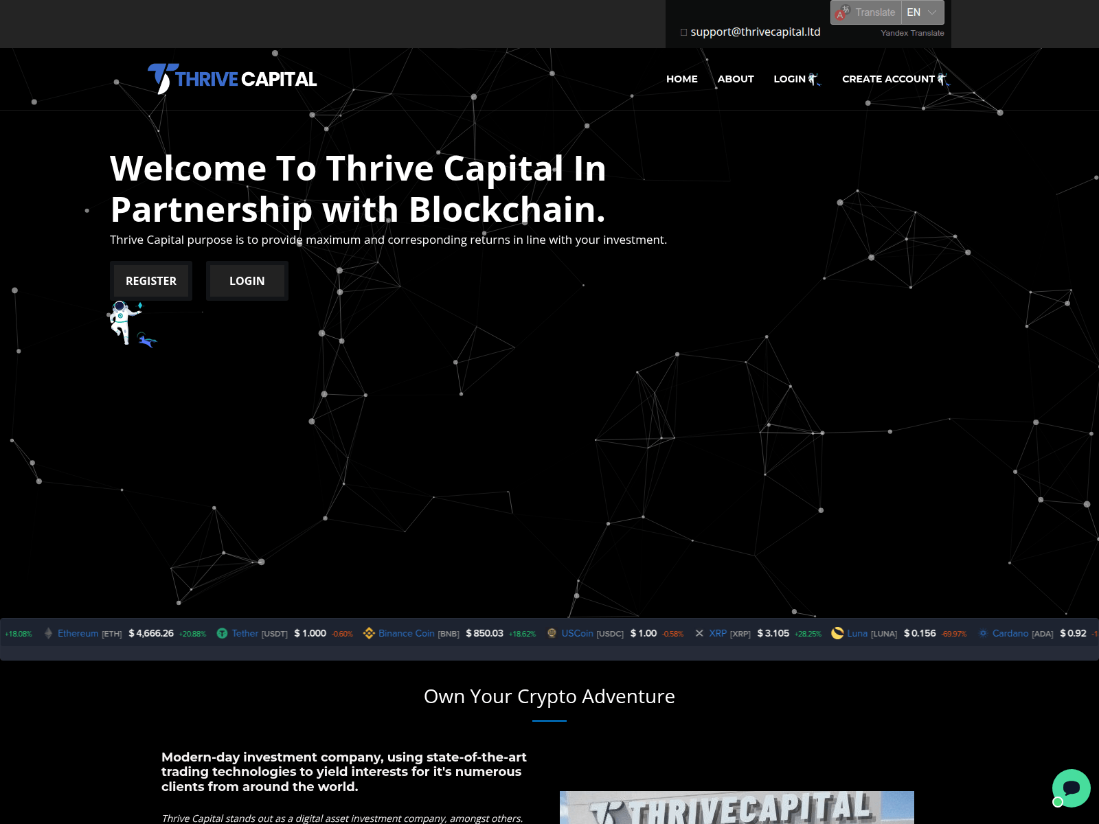 Forensic screenshot of thrivecapital.ltd