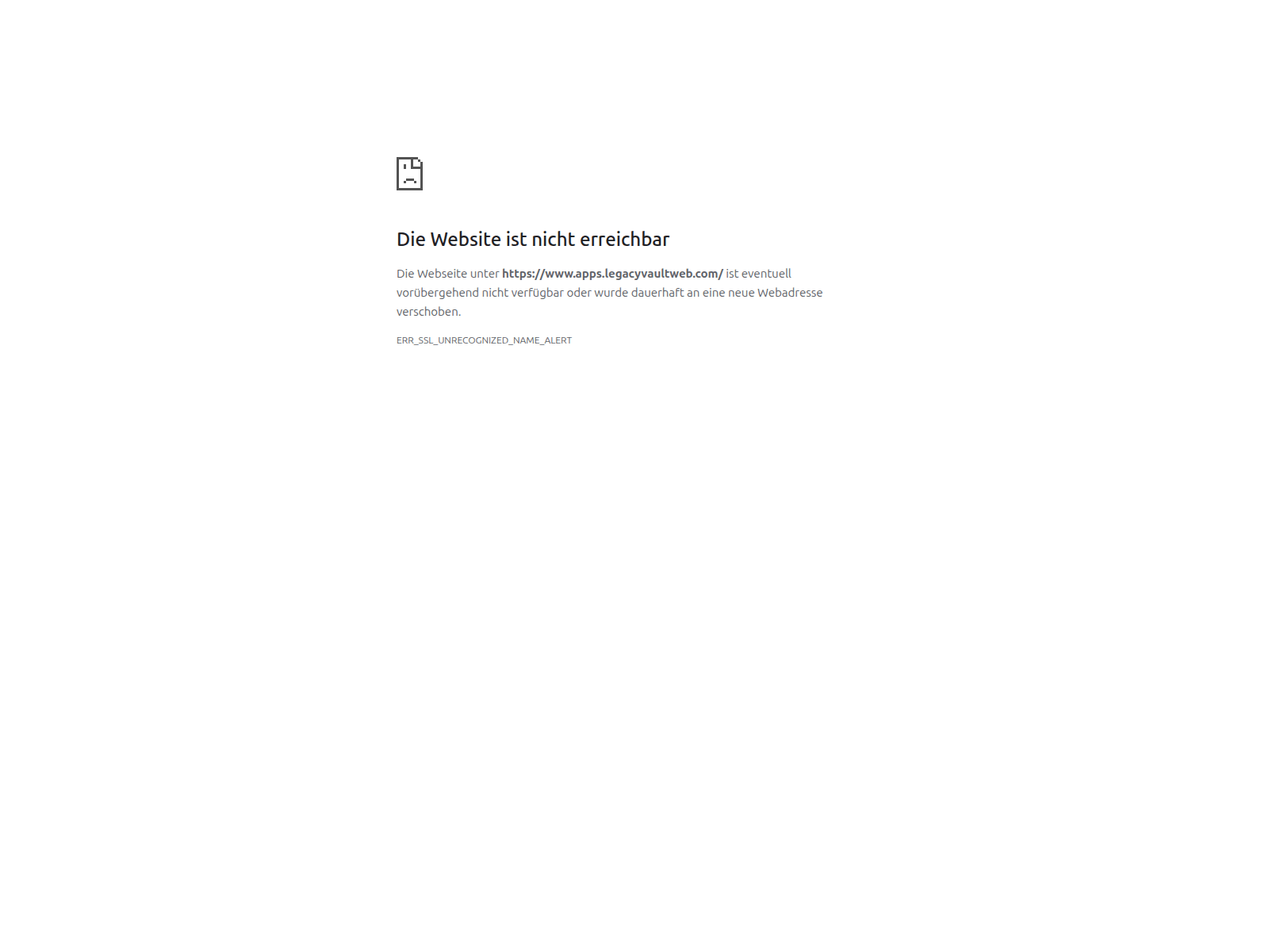 Screenshot of legacyvaultweb.com