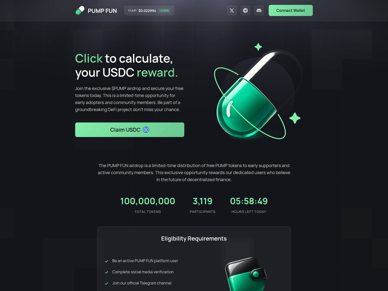 Screenshot of pumpclaim.io