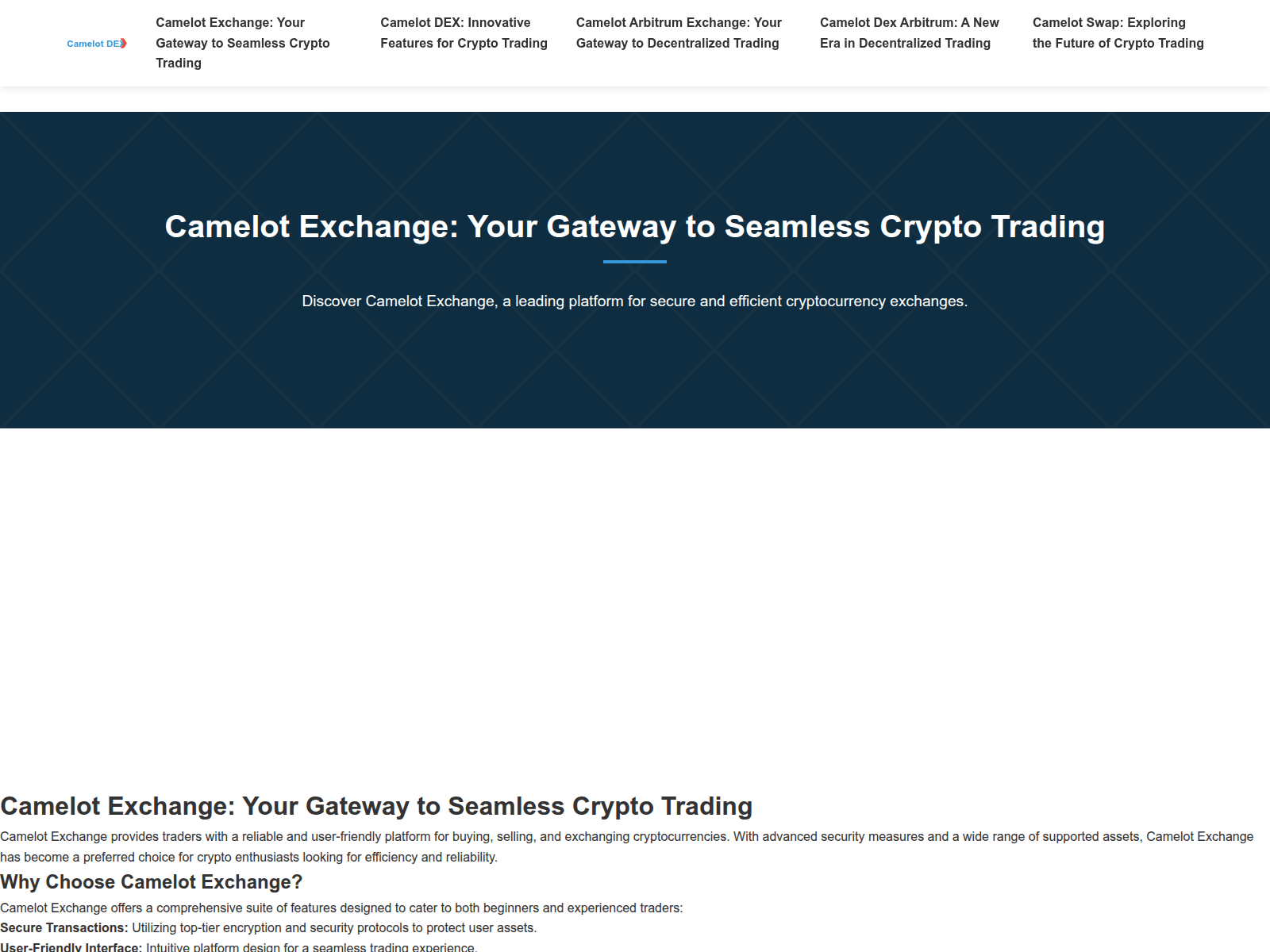 Screenshot of camelot-exchange.net