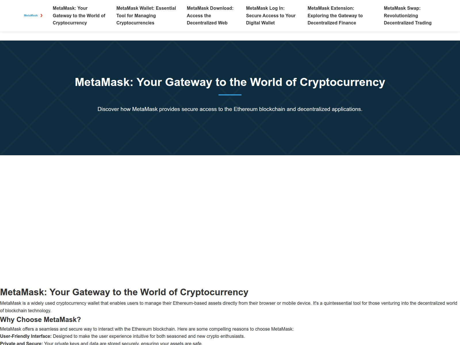 Screenshot of metanask.com